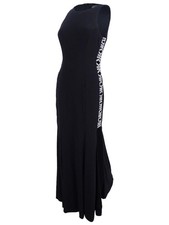 Xscape Women's Beaded Cutout-Side Gown (4, Black/Silver)