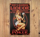 Whiskey Liquor in the Front Poker Pinup Girl Retro Vintage Decor Metal Tin Signs