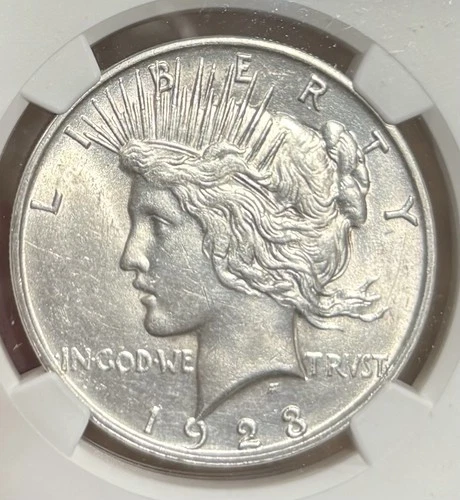 1923d Peace Dollar NGC graded UNC details, cleaned, sharp-looking coin!