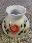 VTG Milk Glass Hurricane Oil Lamp Shade Hand Painted Flowers 9.75" Fitter Scallo