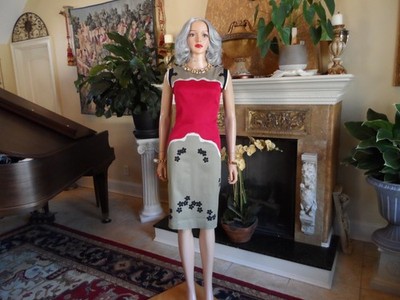 New Etro Milano Beige/Red Multi Color Floral Print Sheath Dress Size IT 44 US 8