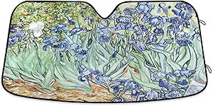 Car Windshield Sunshade Irises Pattern, Blocks Sun Visor Protector Blue