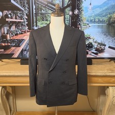 RALPH LAUREN Mens BLACK LABEL 40R Double Breasted Wool Blazer Jacket - Italy