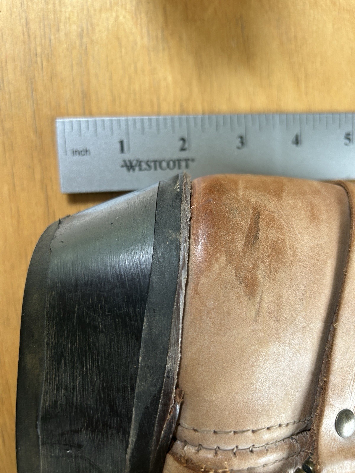 Vintage Frye Brown Eagle Harness Western Boot Women Sz 9 Cognac Square Toe OT