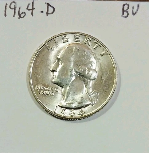 1964 D Washington Quarter Brilliant Uncirculated 90% Silver 25c