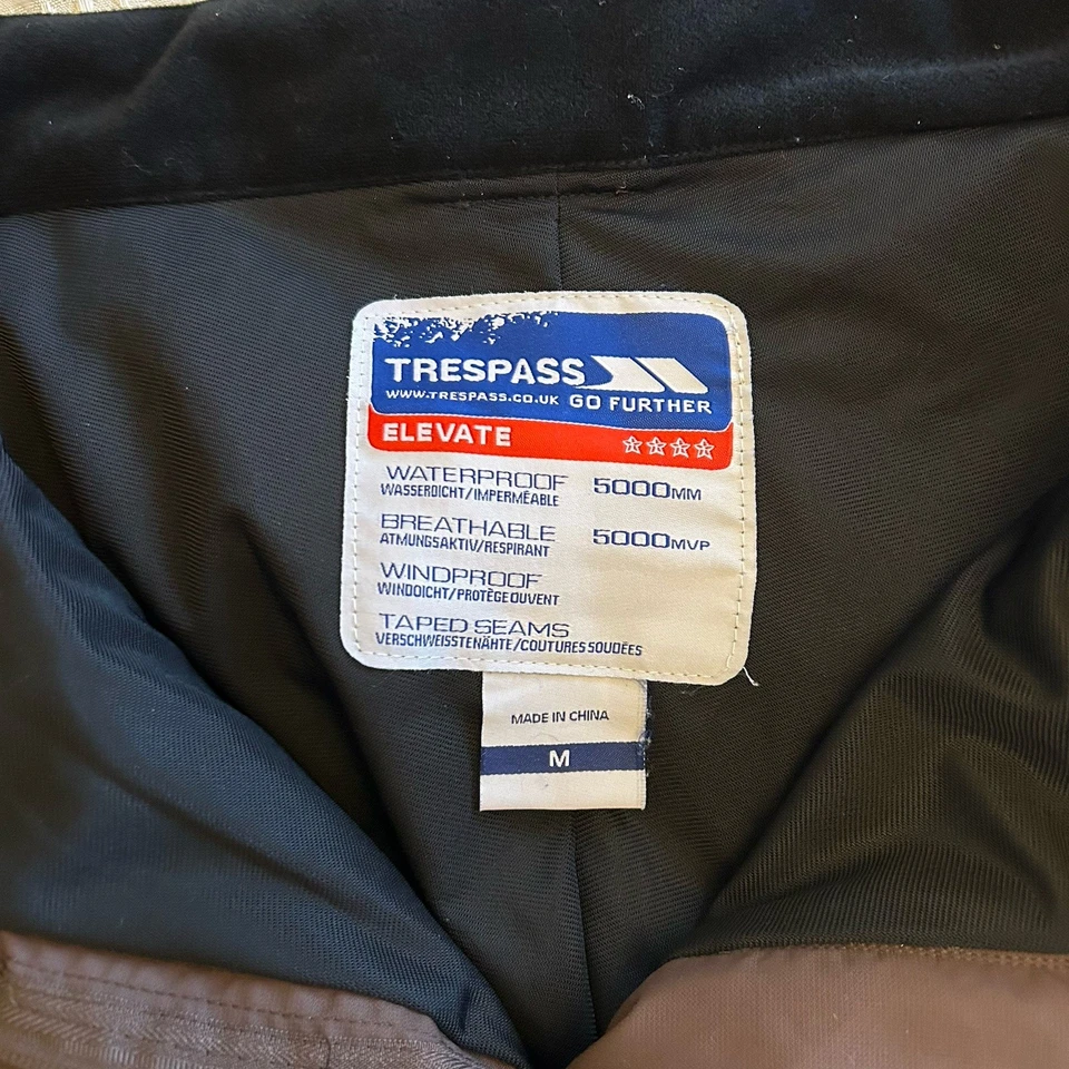 Trespass Med Snow Pants Mens Waterproof Windproof 5000mm Brown Ski Taped Seams - Image 3 of 4