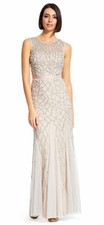 Adrianna Papell 091922530 Sleeveless Beaded Gown SZ 14 Blush
