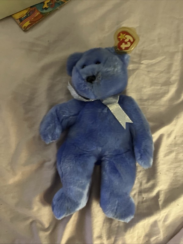 TY Blue Teddy Bear 'Clubby II' Plush Beanie Buddy 1999 Stuffed Animal 13"