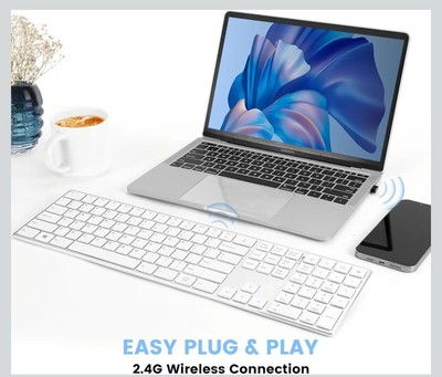 TIETI K01R 2.4G Slim Compact Wireless Keyboard w/ Numeric Keypad