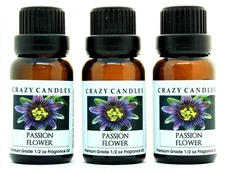 3 Passion Flower 1/2oz Premium Grade Scented Fragrance Oil Crazy Candles