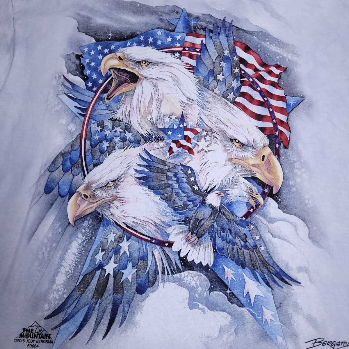 The Mountain Flying Bald Eagle Claw Nest America Tie Dye XL Shirt 