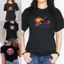UK Halloween Black Short Sleeve Printed T-Shirt Women Tee Shirt Top Clothing