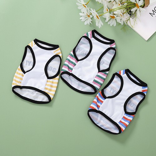 Summer Dog Vest Bear Printed Dogs Clothes Striped Pullover Pet Breathable Vest и - Picture 8 of 17