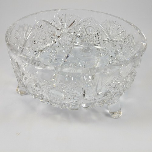Centro de mesa vintage de vidrio cortado con plomo de cristal de 3 patas para servir ABP - Imagen 3 de 7