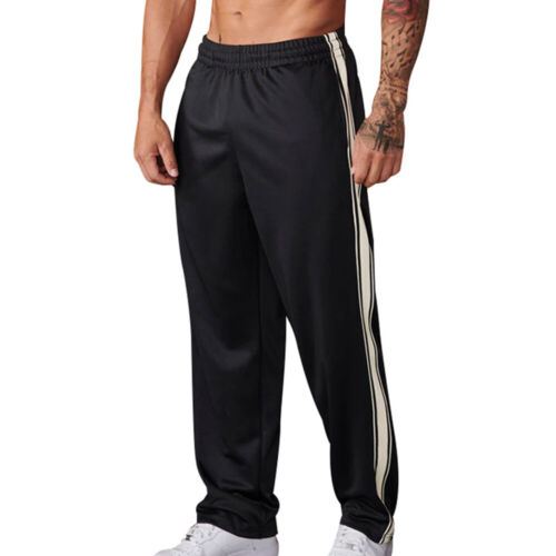 Mens Jogging Bottoms Striped Joggers Gym Sports Tracksuit Casual Pants Trousers - Picture 10 of 30