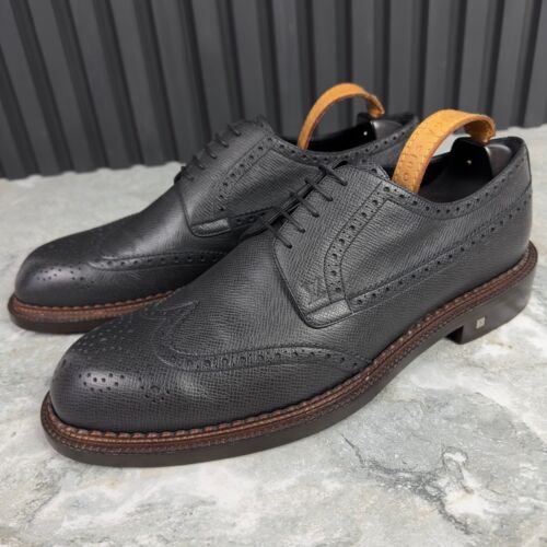 Abito Louis Vuitton Derby stringato grigio pelle taiga 9,5 LV 10,5 US 43,5 EUR - Foto 4 di 24