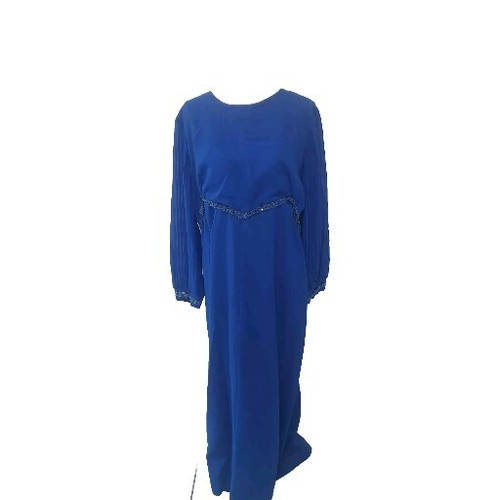 VINTAGE SILVER STAR OF SYDNEY Size 18 Blue Long Sleeve Round Neck Maxi Dress