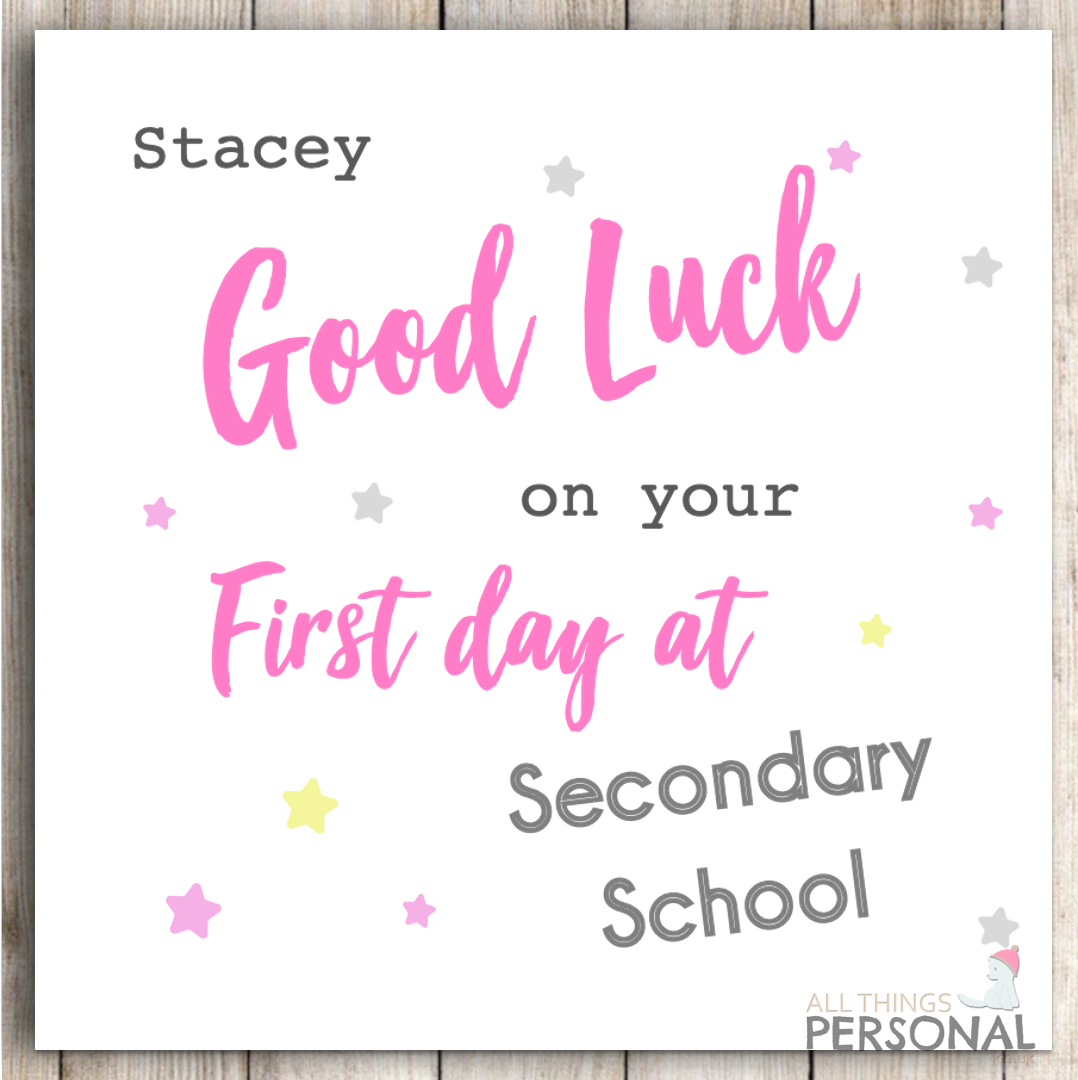 First Day At Secondary School Card Girls Good Luck Daughter Granddaughter 1st