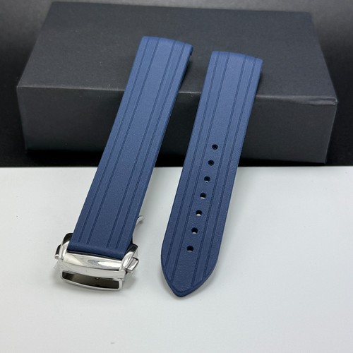 Omega Seamaster 41mm 300M Blue Silicone Curved End Strap Deployment Clasp 20mm - Picture 3 of 8