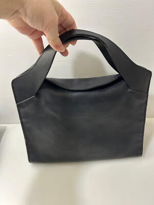 Mauro Governa for Saks Fifth Avenue Black Leather Magnetic Closure Hand Tote Bag