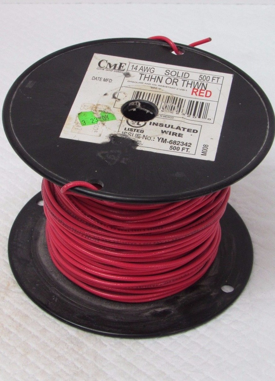 CME WIRE AND CABLE E95989 S 14 AWG SOLID THHN, THWN 600V RED INSULATED
