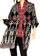 Johnny Was Silk Velvet Payden Reversible Kimono Fits 16/18 Uk Velvet Geo Outer