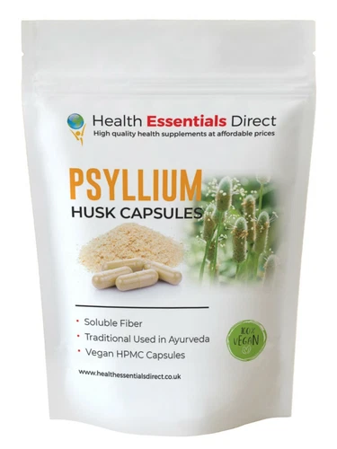 Psyllium Husk Capsules 800mg - PURE NO FILLERS (Soluble Fibre, Colon, Prebiotic)