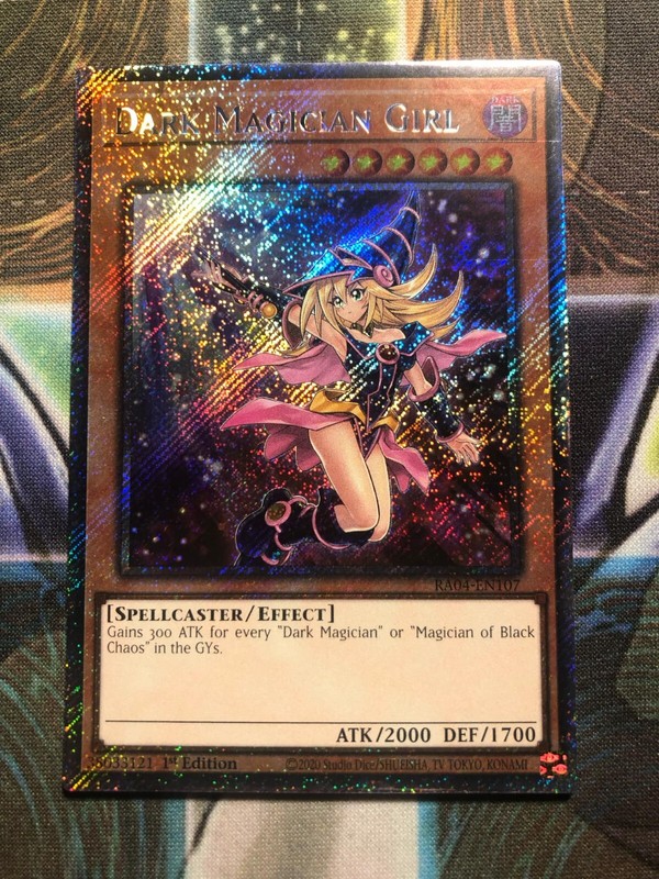 *** DARK MAGICIAN GIRL *** ALTERNATE ART PLATINUM SECRET RARE RA04-EN107 YUGIOH!
