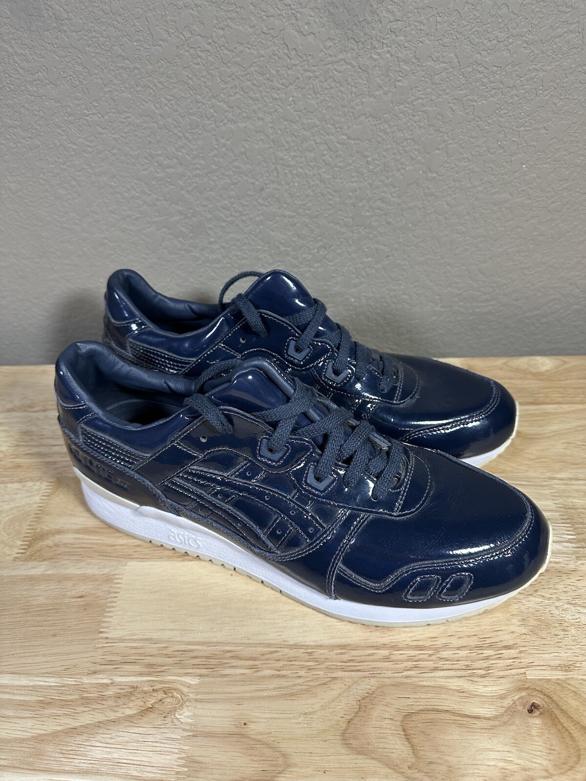 Men's Asics Gel Lyte III H7H1L Navy Blue Patent Leather Athletic