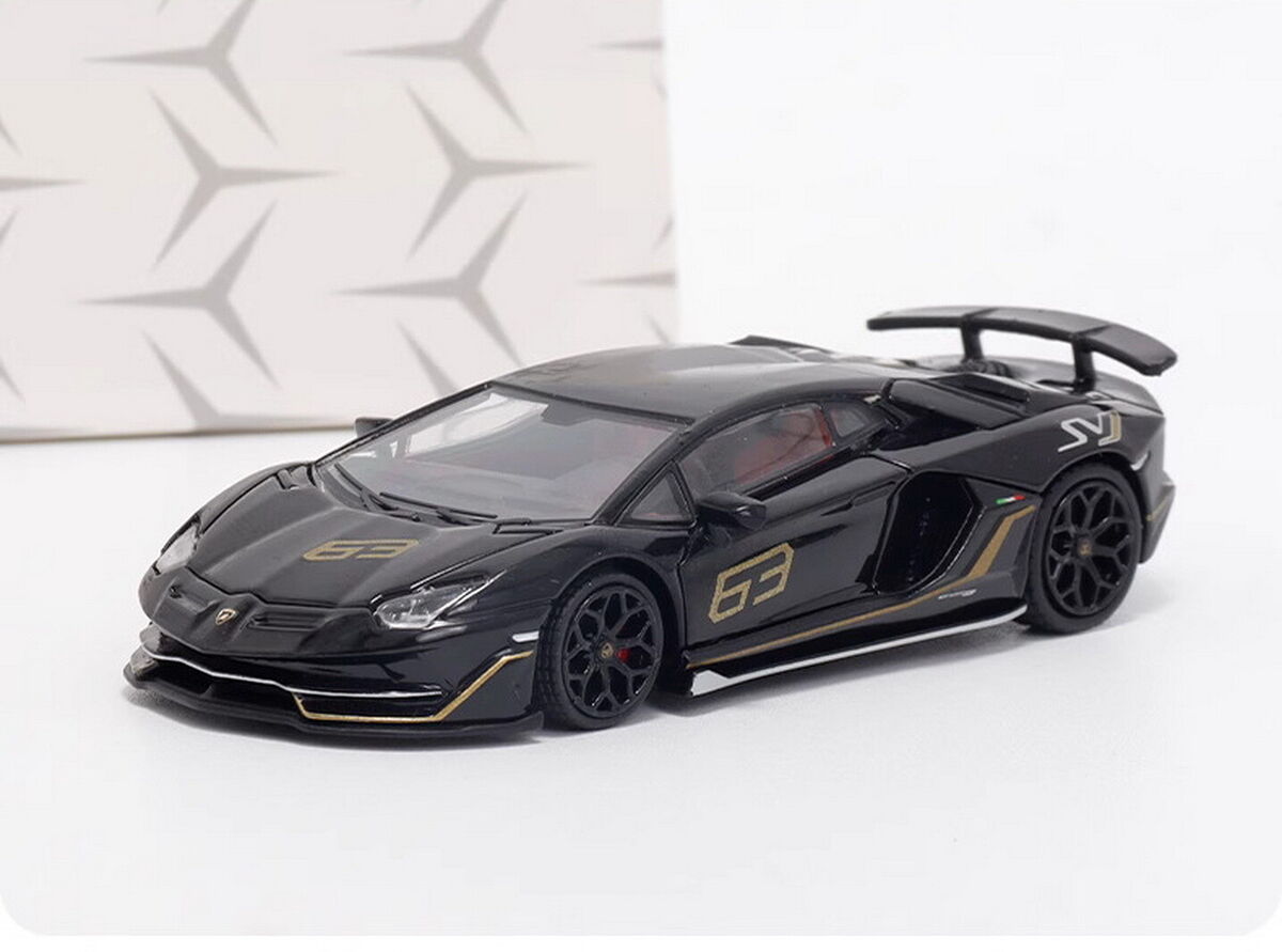 RM 1/64 Scale Lamborghini Aventador SVJ #63 Black Diecast RM 1/64 Scale Lamborghini Aventador SVJ #63 Black Diecast