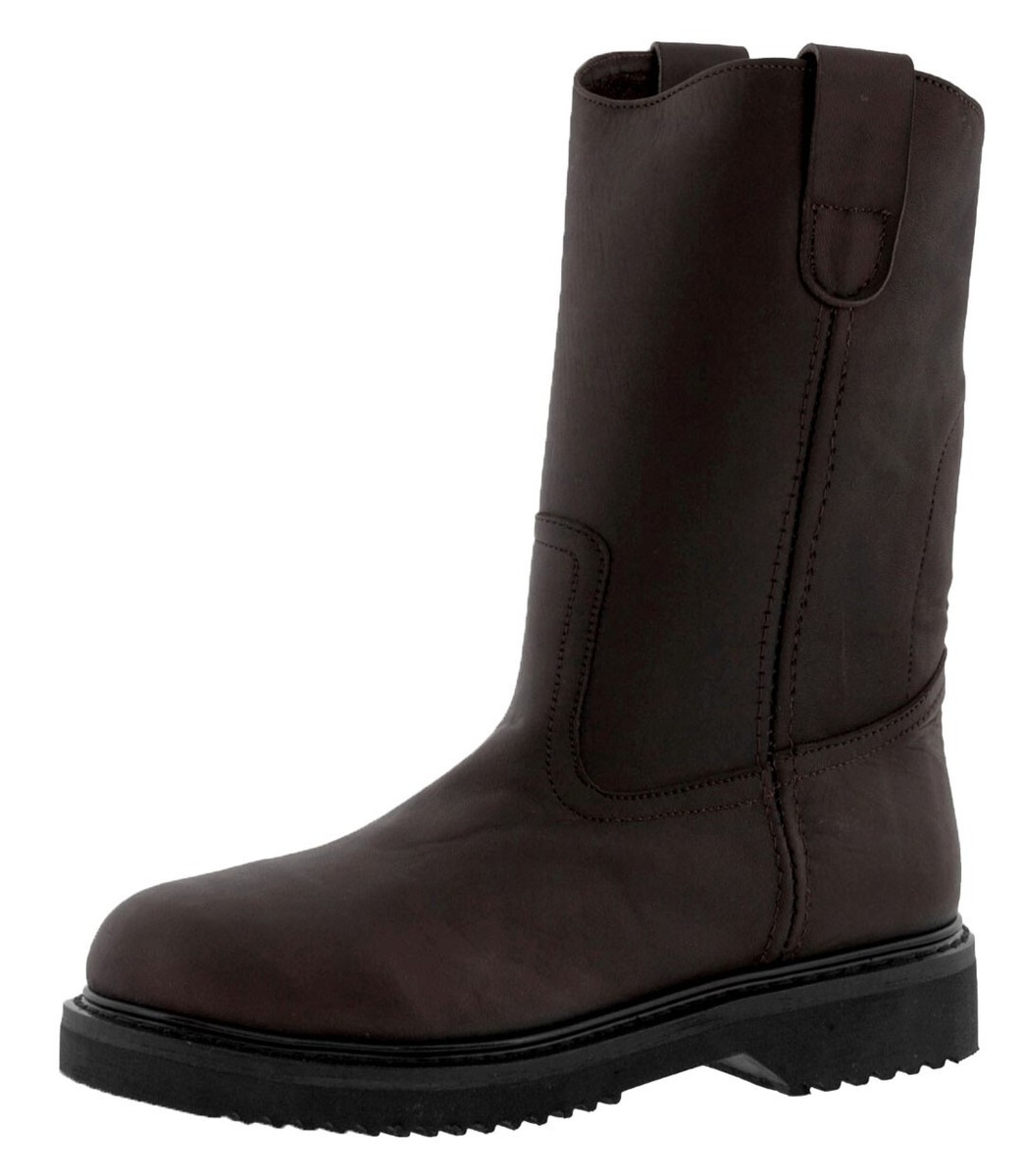 Mens Work Boot Rustic Brown Leather Soft Toe Oil Resistant Size 6,  11-13