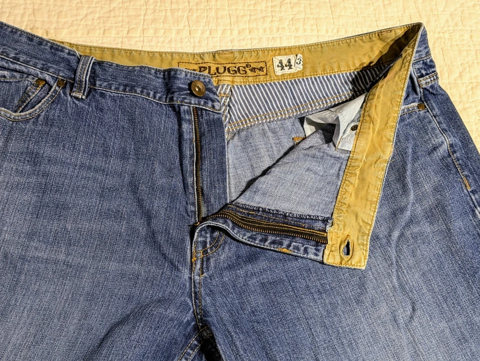 Jeans Plugg De Colección Grandes Años 90 44x32 Patinador Grunge Recto Suelto Pierna Ancha Azul Hip Hop Foto 2 de 4