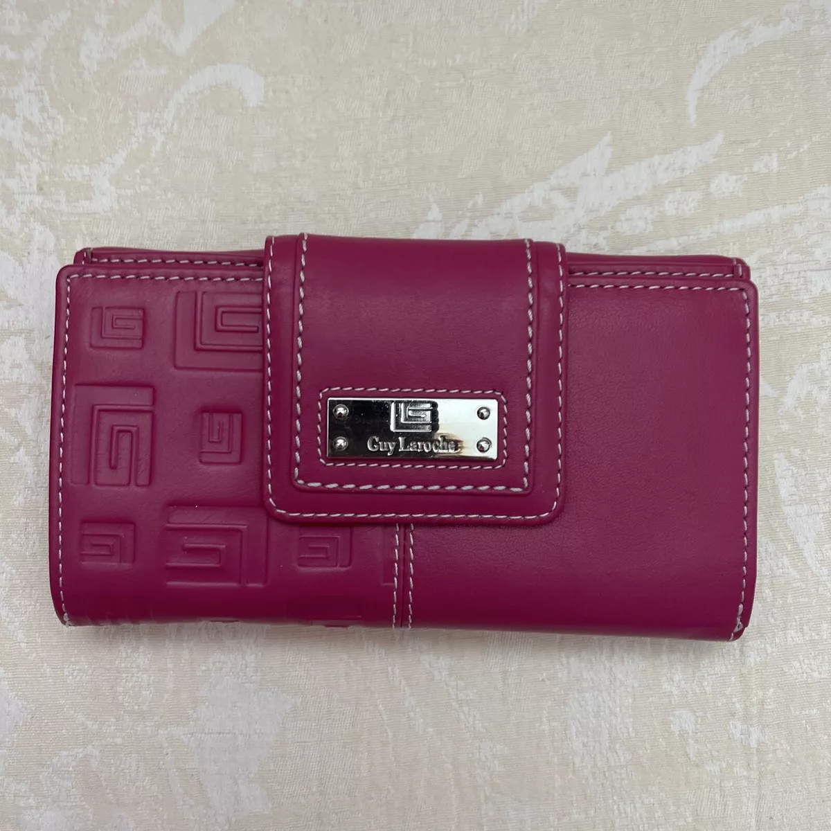Guy Laroche Ladies Medium Hot Pink Wallet Snap Closure