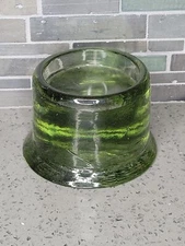 West Elm Recycled Glass Candle Holder Green Glass Large Rare Heavy Htf