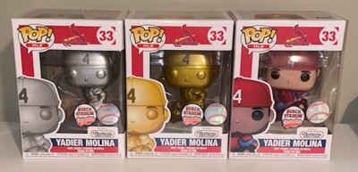 Yadier Molina Funko Pop Set of 3 Platinum Gold St. Louis Cardinals  display picture 1