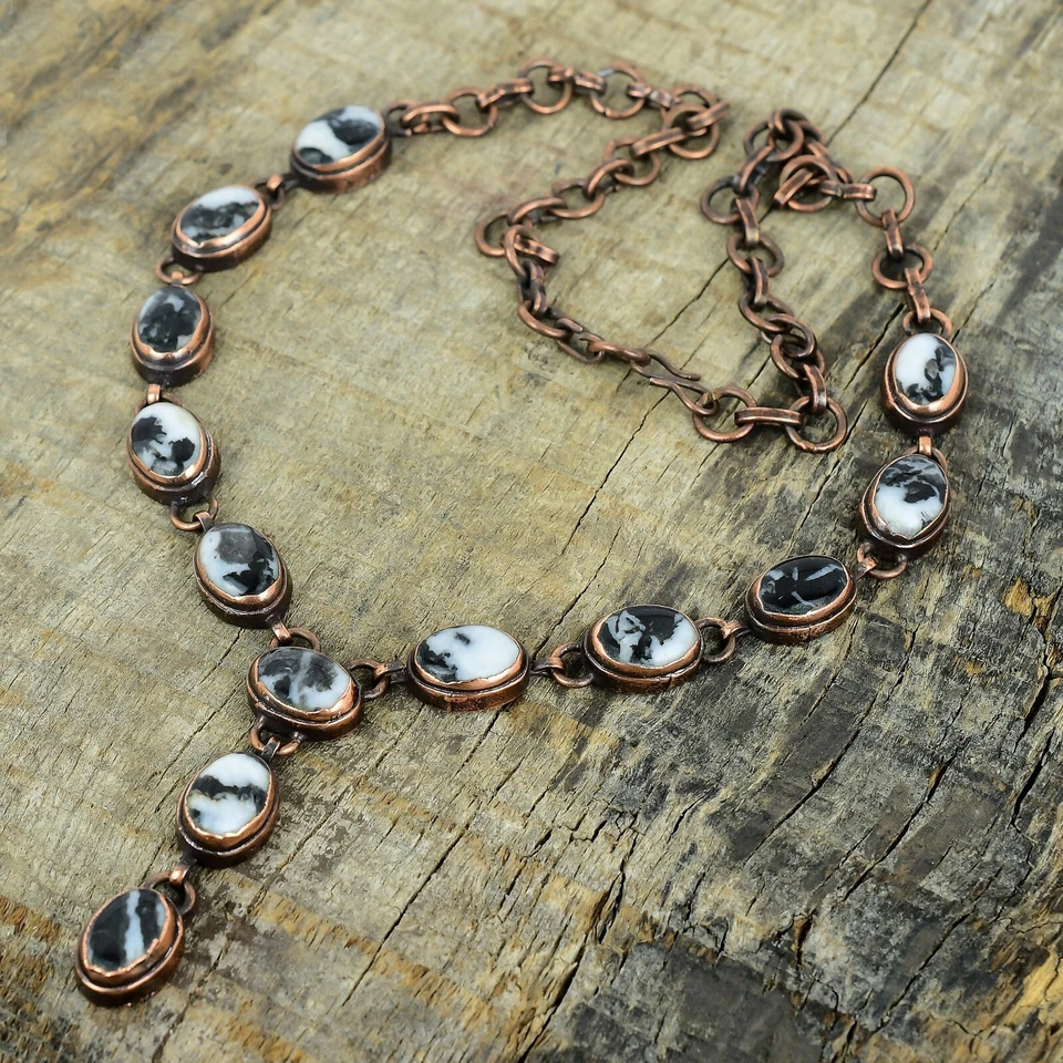 Copper White Buffalo Turquoise Stone Engagement Chain Electroformed New Necklace - Image 4 of 4