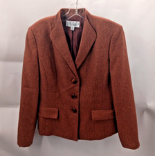 Le Suit Blazer Women's size 10 Brown 100 Polyester Long Sleeve Lined Preppy