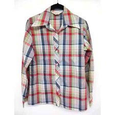 Vintage 1970's JC Penney Plaid Button Down Shirt Vintage Sz 12