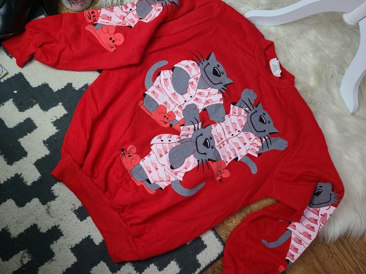 Vintage Cats In Pajamas And Mouse Slippers Sweatshirt Scarab San