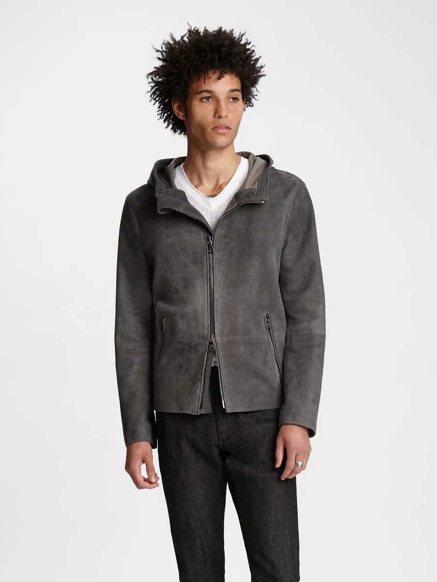 $1998 John Varvatos Collection Hooded Leather Jacket Metal Grey 48 38 | eBay