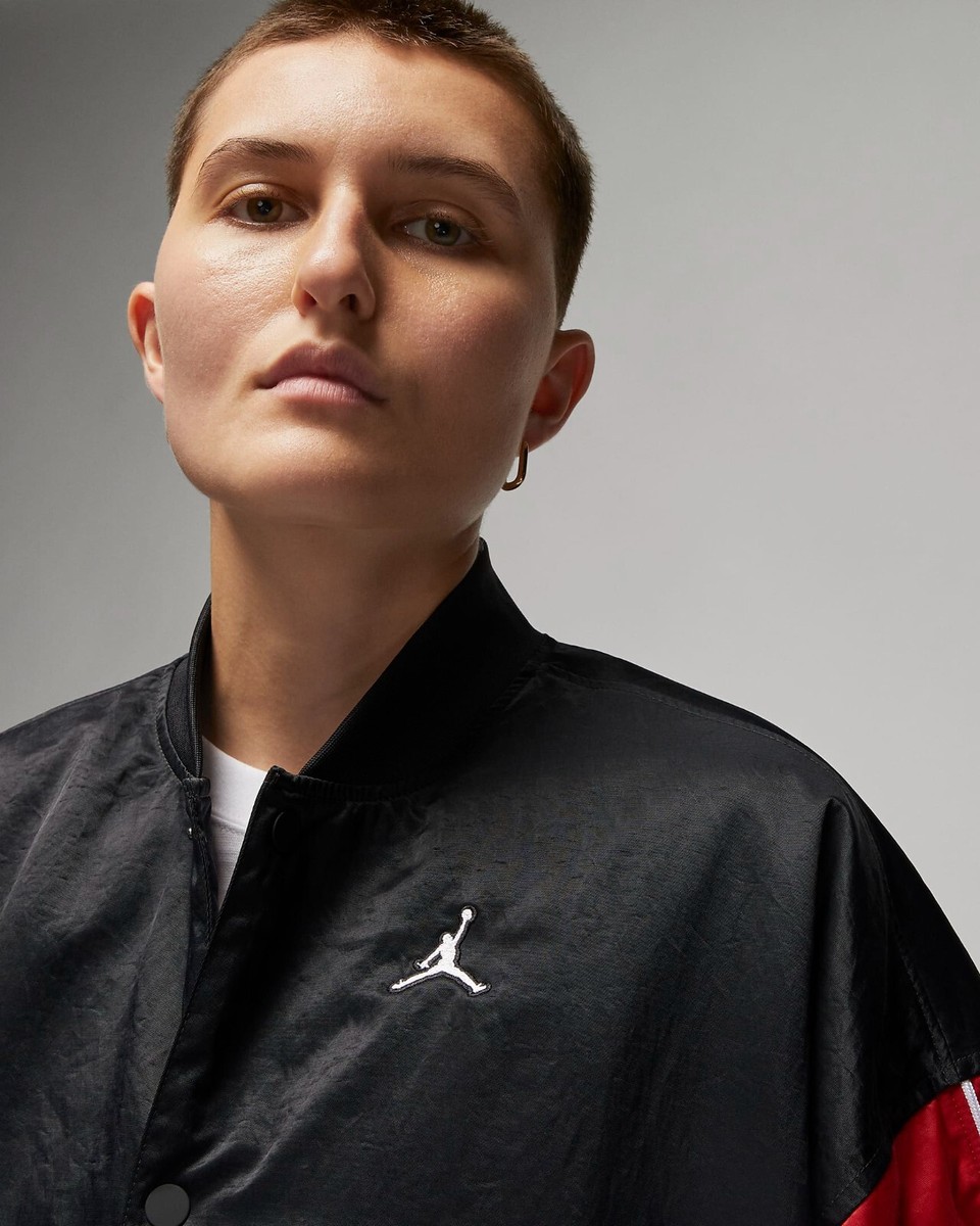 Nike Jordan Women's Flight Renegade Satin Jacket Black & Red