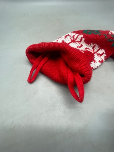 Calza grande natalizia maglia orsetto fiocchi di neve rosso verde bianco 2 ganci 38" LEGGI - Foto 5 di 6