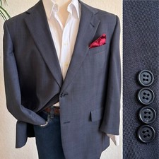 HART SCHAFFNER MARX BLAZER SIZE 46 BLUE GREY SPORT COAT JACKET SHORTER SLEEVES
