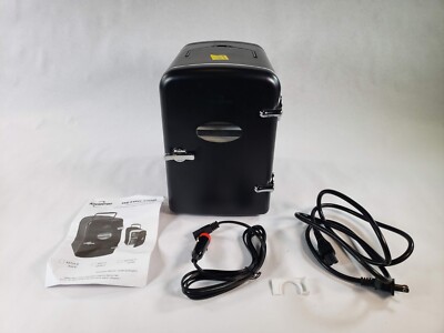 Koolatron Retro Mini Portable Compact Fridge 4L With 12V and AC Cords, Black