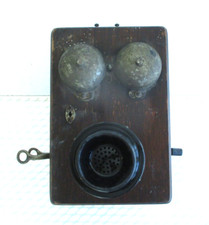 Vintage Oak American Bell Wall Telephone