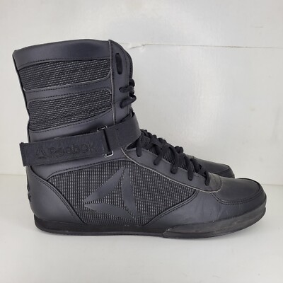 RARE Reebok Boxing Shoes Boots Boot High Top Mens Sz 9.5 US All Black 8.5 UK MMA