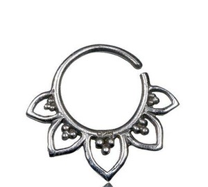 lotus nose hanging sterling ring silver 8mm septum ornate 16g diameter flower