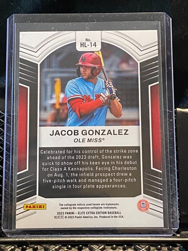 Jacob Gonzalez 2023 Elite Extra - Higher Learning - White Sox - #HL-14 - Picture 2 of 2