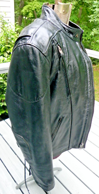 VINTAGE - MENS CLASSIC LEATHER MOTOR CYCLE JACKET - SZ-44 JACKET