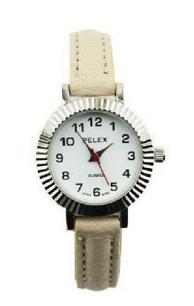 Ladies Easy Read  Faux Leather Strap Watch by Pelex PLX-024 ( Beige )